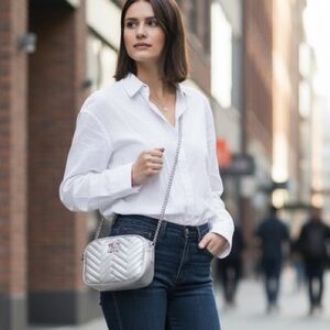 NWT Silver Badgley Mischka Quilted Crossbody